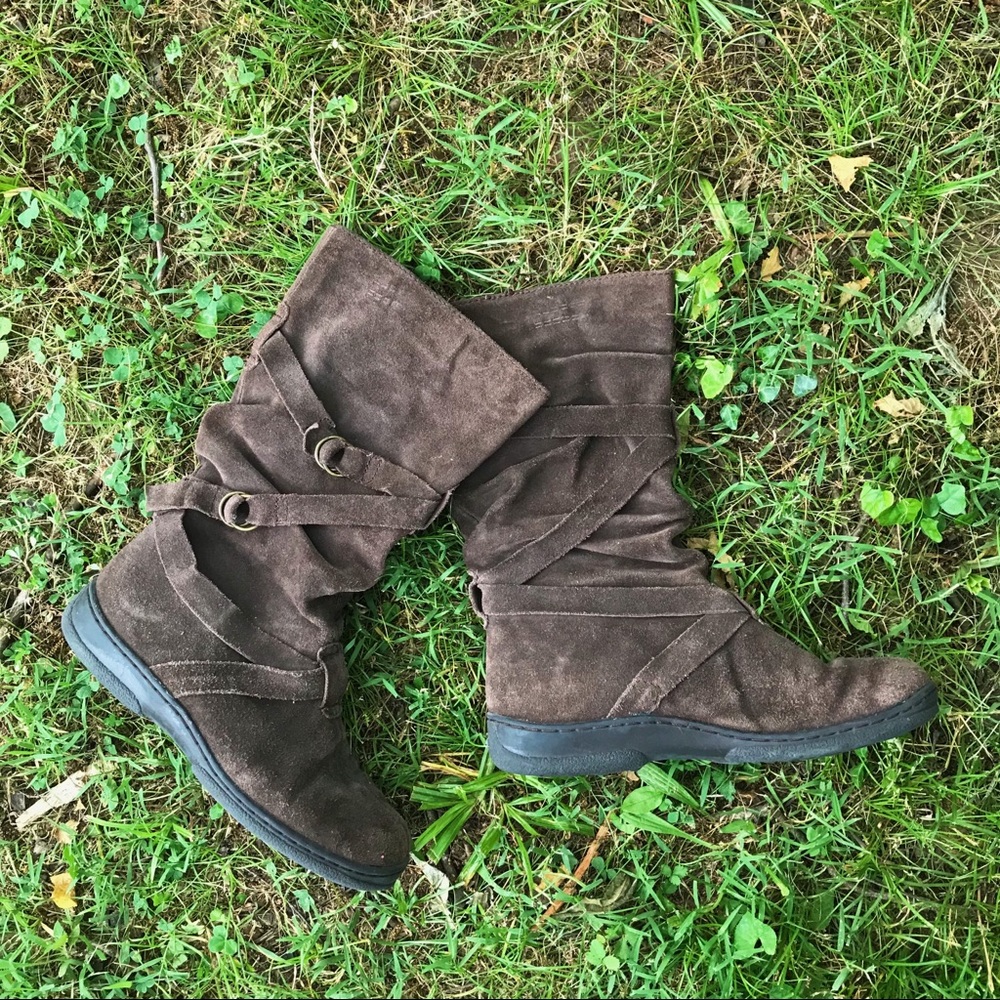 Slouchy, faux suede boots